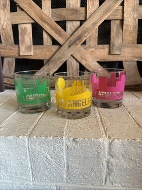 Set of Three Popsugar Highball Cityscape Glasses from the Sisters of Los Angeles